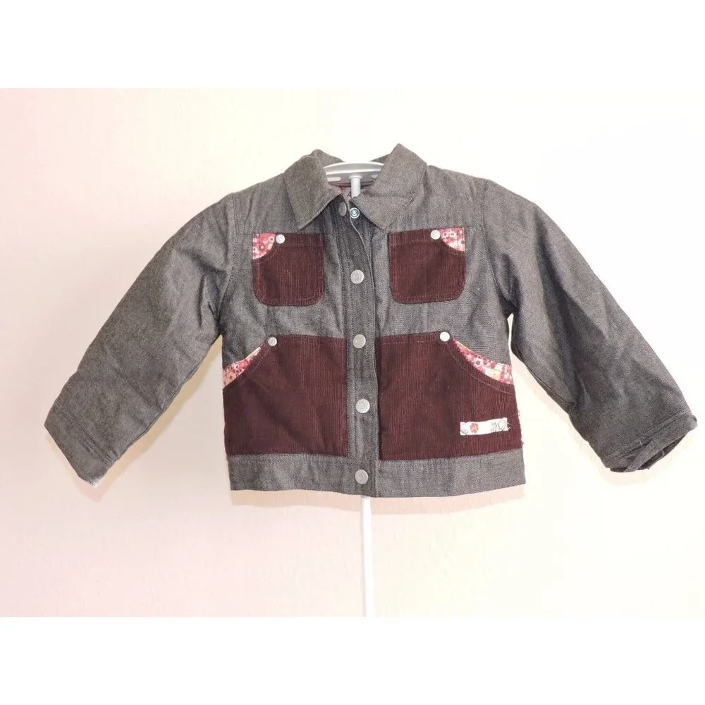 Adelie Quilted Denim Jacket French Designer Boutique Top Toddler 3T Outerwear - Picture 1 of 8